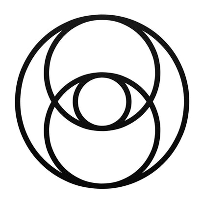 Sacred Geometry Home Decor The Vesica Pisces Metal Wall Art in black on white background. 