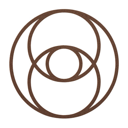 Sacred Geometry Home Decor The Vesica Pisces Metal Wall Art in copper on white background. 