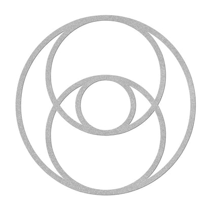 Sacred Geometry Home Decor The Vesica Pisces Metal Wall Art in silver on white background. 