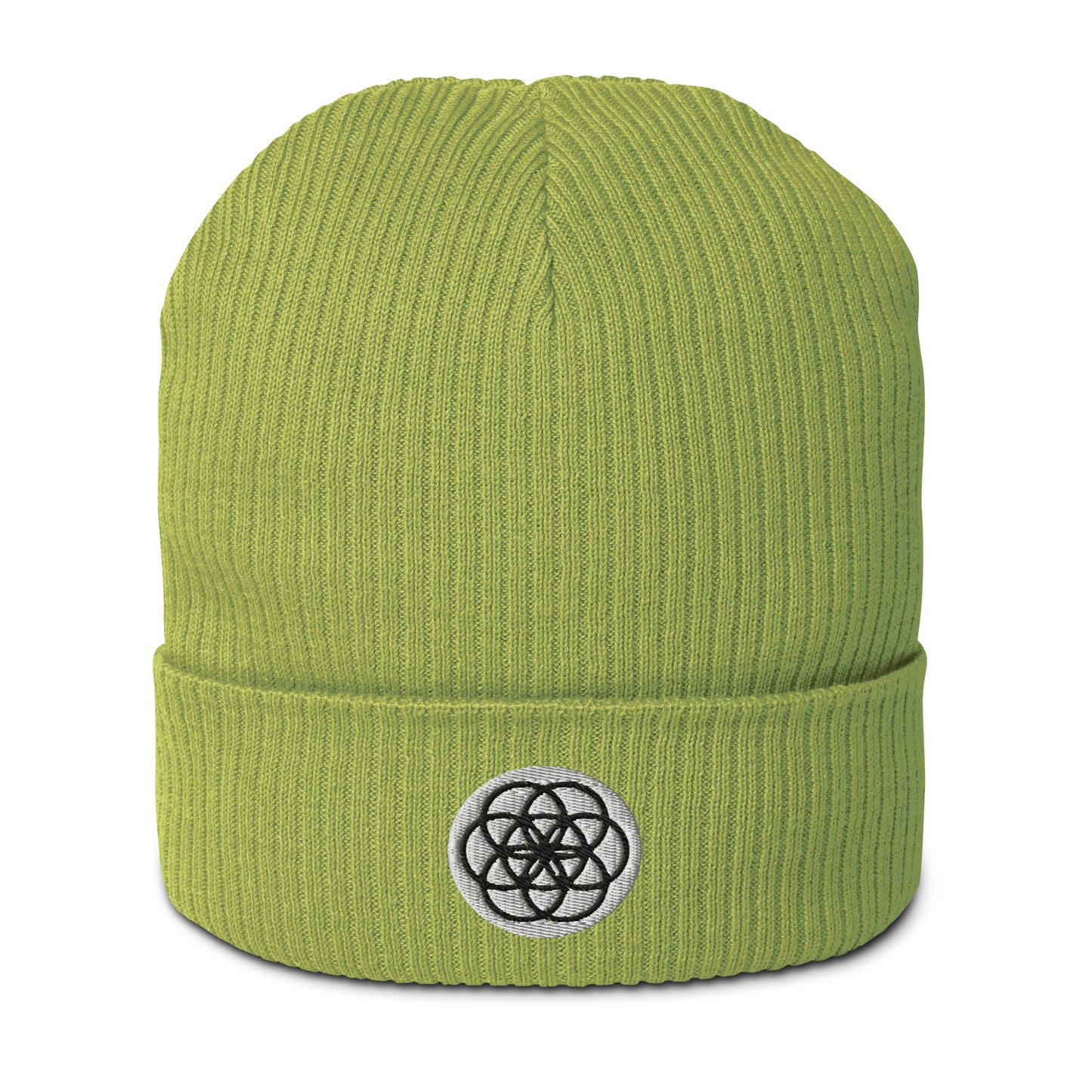 The Seed of Life beanie in Apple Green is made from 100% organic cotton and it’s the perfect cozy addition to your energetically elevated wardrobe. The seed of life is an ancient and meaningful sacred geometry symbol that Whether you're stargazing or navigating the urban jungle, let this beanie remind you of your place in the cosmic tapestry.